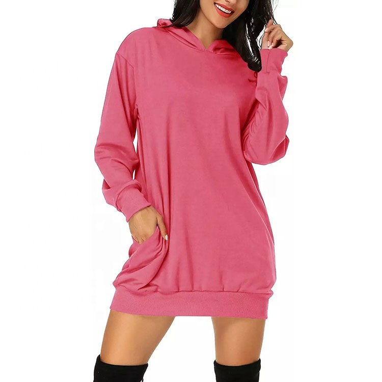 Fashion Black Hooded Oversized Women Hoodie Dress - Custom Size,  Eco-Friendly, Breathable Fabric for Winter Wear