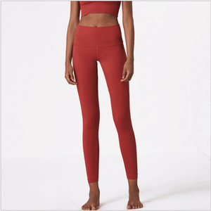 Athletic Nylon <strong>Red</strong> Yoga Leggings With Pocket Bodybuilding Women Nude Feel Sports Pants Jogging Elastic Gym <strong>Tights</strong> - Product Image 2