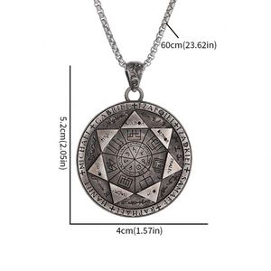 Collar con Colgante del Sello de Salomón, Círculo Mágico de los Siete Ángeles, Amuleto de la Suerte Vintage Punk Personalizado para Hombre, Regalo de Joyería - Product Image 5