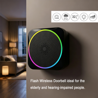 Sonnette de porte sans fil à volume réglable, à énergie cinétique, avec bouton-poussoir et éclairage LED clignotant, en ABS, installation facile – Offre Spéciale de l'Avent
