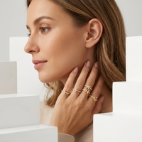 Bagues ajustables en acier inoxydable 316L plaqué or avec initiale lettre Z en zircon cubique, pour femme