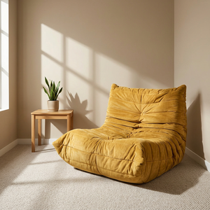 Set di Divani Bean Bag dal Design Minimalista e Moderno, Arredamento per <span class=keywords><strong>Casa</strong></span>, Poltrona Singola Gialla Comprimibile - Product Image 2