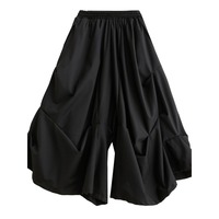 Nouvelle jupe-culotte froncée taille haute en mélange de coton, style gothique sombre, coupe large, amincissante, modèle court 2026