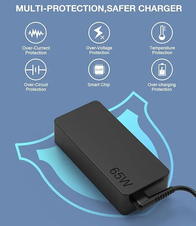 Pengisi daya Laptop 65W Watt USB Tipe C(USB-C) AC adaptor daya Universal 65W 45W USB C pengisi daya adaptor daya Laptop