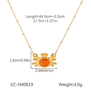 Cute 18K Gold Plated Stainless Steel <strong>Crab</strong> Gemstone Pendant Necklace Beach Vacation Gifting Fashion <strong>Jewelry</strong> - Product Image 6