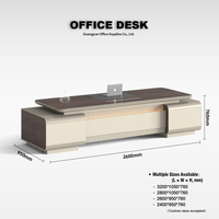 Bureau de bureau commercial en bois massif durable avec prise de courant intégrée, armoire de rangement, surface de travail large, bureaux minimalistes