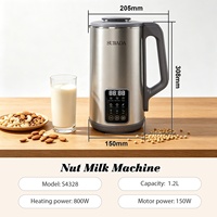 Machine à lait de soja et de noix d'amande, mixeur, robot culinaire, nettoyage automatique, 1,2 L, écran tactile, fonction maintien au chaud, minuterie, SUS 304