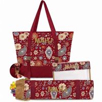 Ensemble de Mahjong 4 pièces, sac cosmétique rétro multifonctionnel de grande capacité, durable, en polyester, élégant, portable pour le rangement