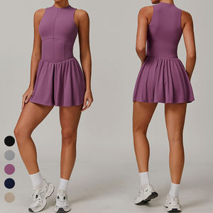 Abito da donna senza maniche da Golf Pickleball con scollo alto e gonna da Tennis monopezzo con Zip e tasche incorporate - Product Image 1