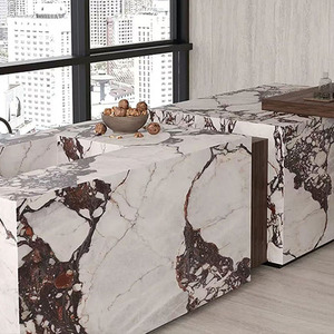 Modernas losas de piedra sinterizada de cuarzo púrpura con aspecto de mármol Calacatta, impermeables, de lujo, cortadas a medida, <span class=keywords><strong>para</strong></span> encimeras de <span class=keywords><strong>cocina</strong></span>, islas y mesas de comedor. - Product Image 3