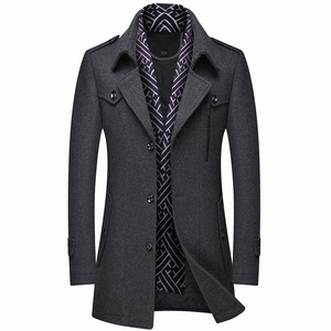 Manteau long en laine respirante de haute qualité, écologique, à col rabattu, épais, vente en gros, vestes d'hiver pour hommes, taille plus - Product Image 5