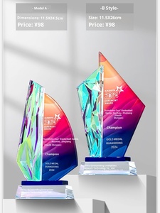 ถ้วยรางวัลเรือใบคริสตัลหลากสี รูปดาวห้าแฉก - รางวัลประเมินผลการแข่งขันประจำปีแบบกำหนดเองสำหรับการประชุมประจำปี รางวัลสำหรับการประเมินผลการแข่งขันในรอบสิบปี - Product Image 6