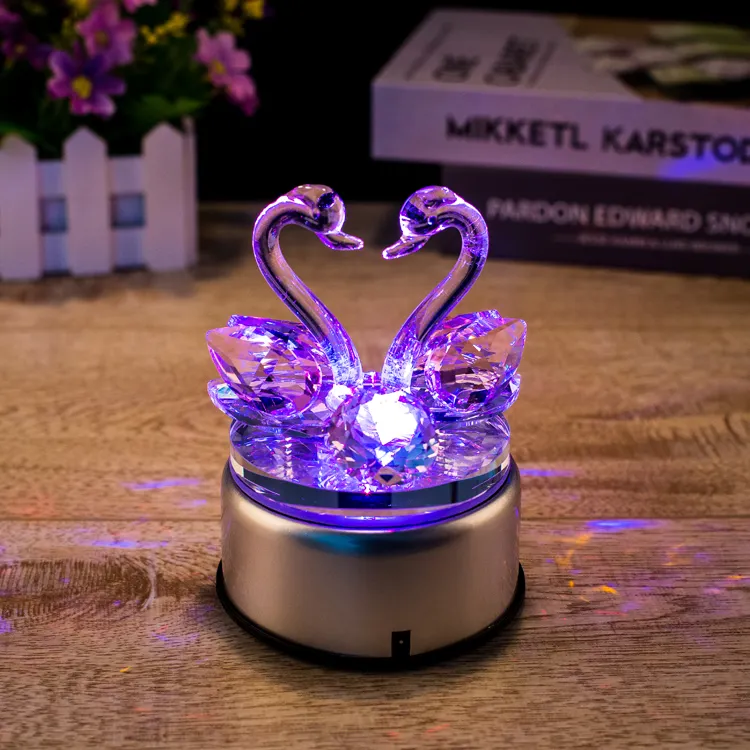 Novo bebê presente bonito casamento feriado presente azul cristal vidro cisne Valentines presente