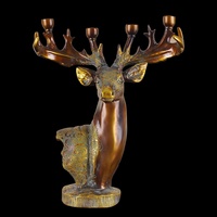 Support de bougie en résine fait main, peint à la main, tête de cerf vintage, pour chambre, bureau, décoration intérieure