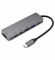 Hub USB-C 6-en-1 4K 60Hz PD100W en aluminium, adaptateur multiport, stations de charge USB3.0/2.0 pour ordinateurs portables, tablettes, transfert de données rapide