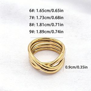 yunnique Geometric Line <b>Ring</b> Gold Silver Plated <b>Titanium</b> Steel Unisex Fashion Jewelry Gift - Product Image 2