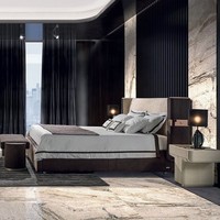 Lit en cuir moderne en promotion pour villa, mobilier de chambre à coucher de luxe, ensemble de chambre à coucher moderne