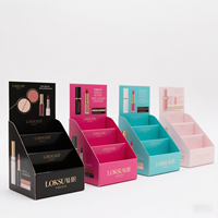 Présentoirs de comptoir en carton personnalisés pour produits de maquillage (cils, rouges à lèvres)