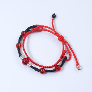 Hot New Anime <span class=keywords><strong>Genshin</strong></span> <span class=keywords><strong>Impact</strong></span> pulsera trenzada para hombres mujeres dibujos animados cuerda roja <span class=keywords><strong>cuentas</strong></span> negras pulsera tejida ajustable para mujeres - Product Image 1