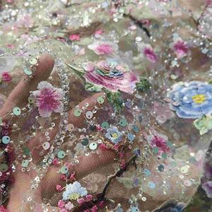 Chất Lượng Cao Vàng Lưới Thêu Vải Tuyn Ren Vải Châu Phi Sequins Ren Cho Nigeria Wedding Party Dress Thêu Mô Hình - Product Image 3