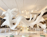 Y1102 Grandes décorations en tissu, œuvre d'art abstraite, installation en tissu, peinture décorative pour hôtels et mariages