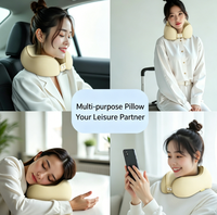 Oreiller de voyage ergonomique en mousse à mémoire de forme en U, personnalisable avec logo, lavable, réglable et portable pour avion et voiture