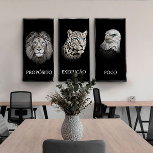 Decoración de pared moderna, póster de <span class=keywords><strong>lienzo</strong></span> de León negro, estampado de animales, arte de pared, cuadro Mural, obra de arte, pintura decorativa de porcelana de cristal - Product Image 2