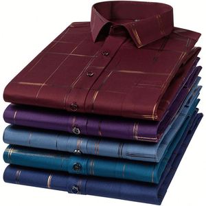 Camicia da <span class=keywords><strong>uomo</strong></span> <span class=keywords><strong>Casual</strong></span> <span class=keywords><strong>taglie</strong></span> <span class=keywords><strong>forti</strong></span> con Design elasticizzato antirughe a maniche lunghe - Product Image 1
