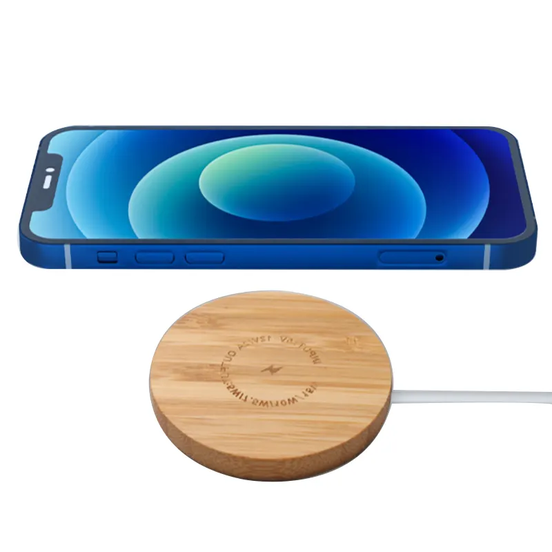 Hot Selling Bamboo Ultra Thin wireless fast charger With Strong Adsorption Suitable For iPhone Huawei Samsung Etc