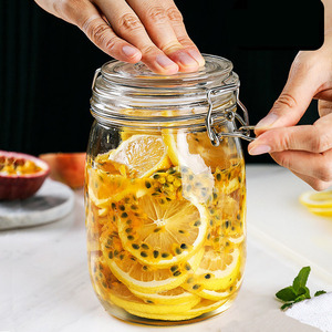 Grande Capacité De Stockage De Cuisine En Verre Pots Et Contenants Transparents En Verre À Haute Teneur En Borosilicate Carré Rond De Stockage De Nourriture Bouteilles - Product Image 3