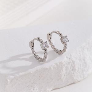 INS-style Trendy Women's Copper Inlaid Zircon <b>Hoop</b> <b>Earrings</b> Simple <b>Cross</b>-Shaped Design Fashionable Personality Accessory Gift - Product Image 4
