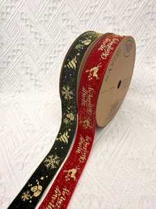 Атласная лента <span class=keywords><strong>2</strong></span>,5 см класса люкс с золотым тиснением для элегантного украшения рождественской елки, праздничной упаковки подарков и поделок - Product Image 5