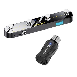 Pédale de commande <span class=keywords><strong>MIDI</strong></span> sans fil, 5 modes, affichage numérique, 25 heures d'autonomie, pédale USB, interrupteur métallique, <span class=keywords><strong>récepteur</strong></span> sans fil - Product Image 4
