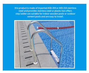 Échelle de piscine moderne en acier inoxydable isolée pour piscine hors sol, marches d'escalier - Product Image 6