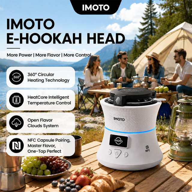 IMOTO Electric Hookah Head NFC Smart Portable Easy to Clean , Rechargeable Electronic Shisha Head, Smart E-HMD with Temp Control