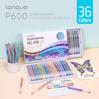 Stylos gel grande capacité 36 couleurs, pointe aiguille, écriture fluide, pour signature, vente en gros, pour l'école, le bureau, neutres, scintillants, pour coloriage