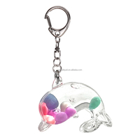 Porte-clés en acrylique en forme de dauphin, adorable porte-clés d'animal marin, porte-clés en forme de dauphin liquide à l'huile, accessoires de pendentif