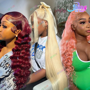 Perruque Hd 613 Lace Front Wig brésilienne vierge bon marché, 40 pouces 613 Full Lace Wig cheveux humains, vente en gros de perruque blonde brésilienne 613 cheveux humains - Product Image 1