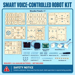 OKYN-Y2375 <b>Wooden</b> Intelligent Sound Control Dancing Robot DIY Assembly <b>Model</b> STEM <b>Kit</b> Student Learning Toy Wholesale - Product Image 5