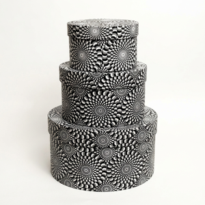 3-Piece Eco-Friendly Biodegradable Paper Storage Box Set Nested Cylindrical Decorative Gift <b>Boxes</b> <b>Black</b> White Optical <b>Boxes</b> - Product Image 1