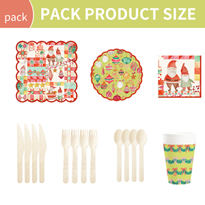 DAMAI Christmas Customized Party Tableware Set Disposable Christmas Santa <b>Ring</b> Bow Knot Star Gift Box Pattern Paper Plates - Product Image 3