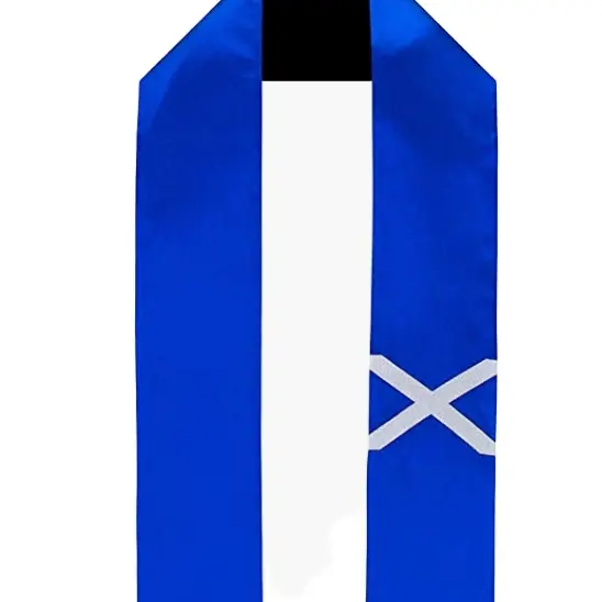 Giá rẻ in ấn trường trung học Scotland ST Andrews chữ thập cờ satin khăn Honor Ribbon được sử dụng bởi các sinh viên để ăn mừng tốt nghiệp