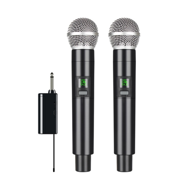 Long Range 2.4G Wireless Microphone System Anti-Interference Handheld Condenser Mic Rechargeable Noise Cancelling LED Lights for