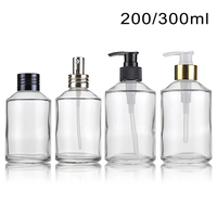 Distributeur de savon en verre transparent de 6.7 oz Bouteille de pulvérisation de 200ml Bouteille en verre transparent épais avec pompe antirouille pour savon liquide à l'huile essentielle
