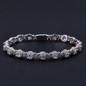 Gelang Hop Mewah 7.5mm Rantai Station <span class=keywords><strong>Iced</strong></span> Out Berlapis Emas Perak Perhiasan Hadiah untuk Pria Wanita Pemakaian Sehari-hari - Product Image 5