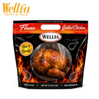 Sachet d'emballage pour poulet rôti de qualité alimentaire, personnalisable avec logo, compatible micro-ondes, avec fenêtre anti-buée et poignée, à fond stable