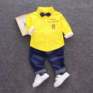 Ensembles de vêtements pour garçons, mode automne, chemises rayées + jeans, 2 pièces, ensembles de vêtements pour bébés garçons - Product Image 3