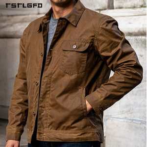 Manufacture Streetwear High Quality Customized Men's Luxury Outdoor Waterproof <strong>Waxed</strong> Canvas <strong>Trucker</strong> Work <strong>Jacket</strong> - Product Image 2