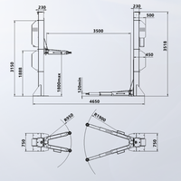 Heavy Duty Two Post Lift 8T 10T Système à distance sans fil IP54 Palan de voiture étanche 380V Pompe hydraulique allemande triphasée