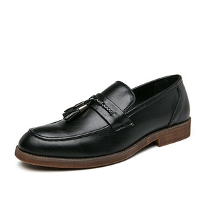 Mocassins en cuir marron pour hommes, bout rond, à enfiler, chaussures décontractées et habillées, pour le bureau et la carrière, semelle intermédiaire EVA amortie, semelle extérieure en caoutchouc - Product Image 2